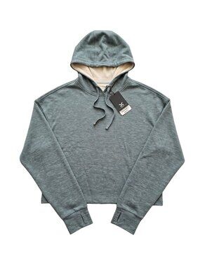 NWT | Moheen Oversized Cropped Fleece-Lined Hoodie with Thumbholes XL